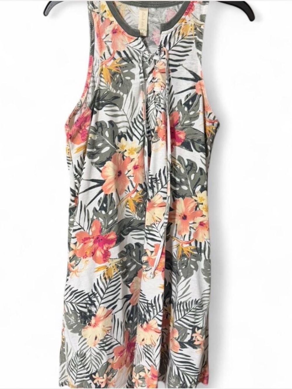 Altar'd State Tropical Floral Mini Dress in Gray, Pink, Yellow